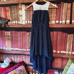 Girls Emily‎ West high low baby polka dot dress with crochet top and open back 8